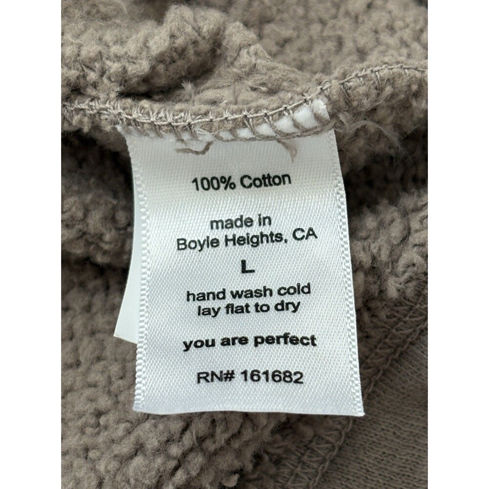 Perfectwhitetee Janie Taupe U-Neck Sweatshirt Large 100% Cotton Slouchy Relaxed - Picture 5 of 8